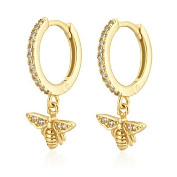 Dianna Daun Jewelry - Gold CZ Bumblebee Hoop Dangles NWOT